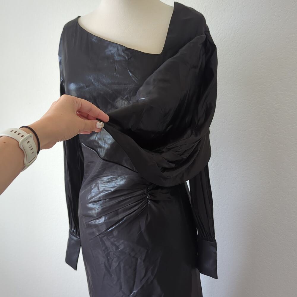 BCBGMAXAZRIA Wylie Dress Womens 38 6 Runway Designer Luxury Black‎ Shimmer $368 - Picture 11 of 16